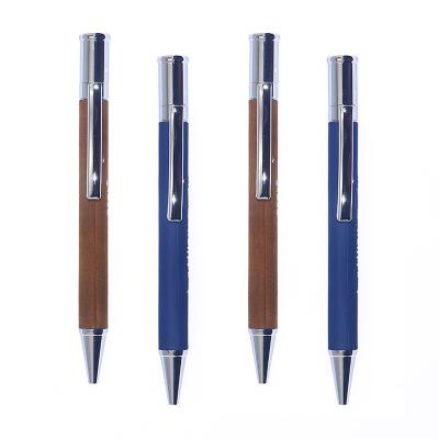 China office & School Pen Wholesale Customized Color Pu Leather Ball Pen Gift Ballpoint Pens for sale