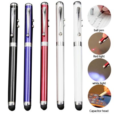 China office & School Pen 4 in 1 Laser Indicator Led Light Ball Pen Pad Stylus Pen Uv Counterfeit Money Detector for sale