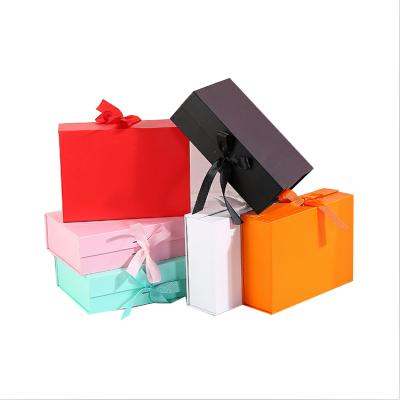 China Handmade Custom Luxury Recycle Cardboard Handmade Cosmetic Folding Gift Packaging Paper Box With Ribbon for sale