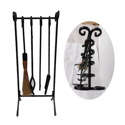 China Modern Stylish Home Fireplace Cast Iron Wrought Iron Fireside Accessories Surround PCS Fireplace Tool Kit for sale