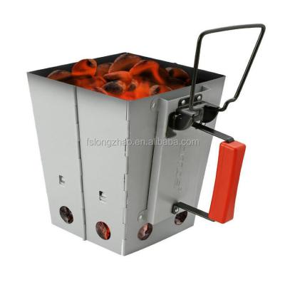 China Easily Cleaned Zine Galvanized Folding Square Charcoal Grill Starter for sale