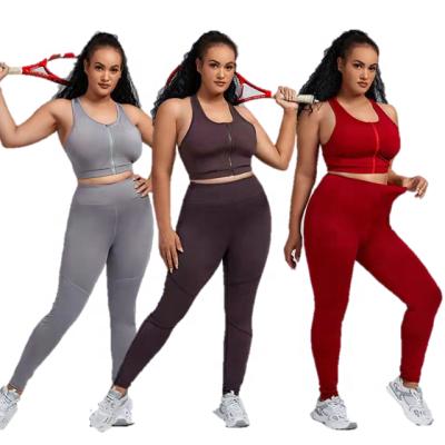 China Breathable Women Plus Size Yoga Sports Two Piece Set Casual Jogging Suit 2 Piece Pants Ladies Pilates Suit for sale