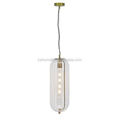 China Industrial Hotel Vintage Lighting Shade Glass Single Head Industrial Pendant Light In Brushed Bronze Finish for sale