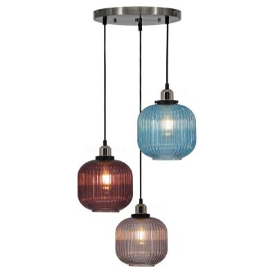 China Indoor Application Modern Glass Chandeliers, 3 Heads Brown Turquoise, Dark Red and Blue Glass Chandeliers for sale