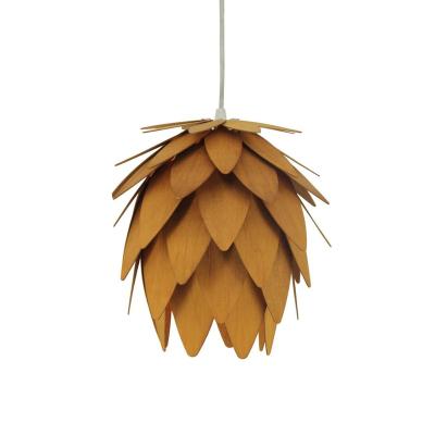 China Modern Brown Pinecone Hanging Lamps Natural Creative Wood Led Pendant Wood Hanging Lamp for sale