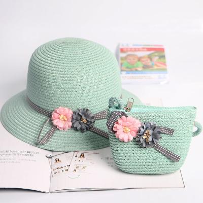 China Wholesale Character Summer Wide Brim Kids Beach Sun Hat Kids Girl Bucket Straw Hat Flower Bowknot Sunhat for sale