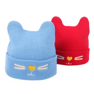 China New Beanie Winter Hat Warm printed by COMMON style 100 Cat Ears Cheap Kids Baby beanie hats winter hat girls knitted by acrylic children girls for sale