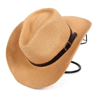 China Character Pasture Collapsible Simple Travel Brim Jazz Fedora Cowboy Hat Paper Straw Wide Hat With Rope for sale