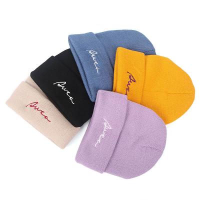 China Winter Beanie Unisex Plain Earflap Set COMMON Head Hat Letter Embroidered Wool Knitted Hat for sale