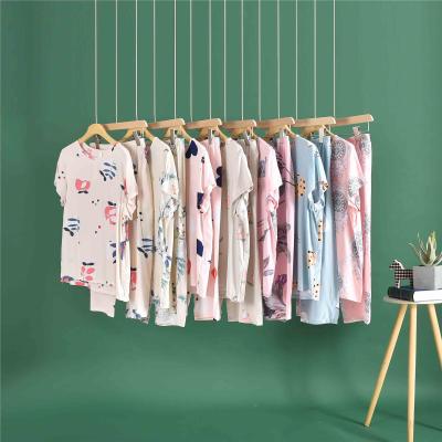 China China QUICK DRY 2022 New Summer Cotton Silk Print 2 Pieces Shorts Floral Print Soft Pajamas Set For Women Sleepwear Pajamas Set for sale