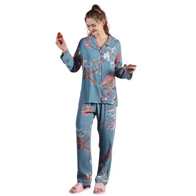 China New Design QUICK DRY Women's Printing Super Soft Cotton Silk Pajamas Set Designer Custom Women's Pajamas Sleepwear For Women for sale