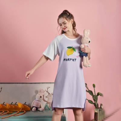 China 2022 Summer New Arrivals Women Cotton Short Sleeve Dress Casual Crew Neck Print Dress QUICK DRY for sale