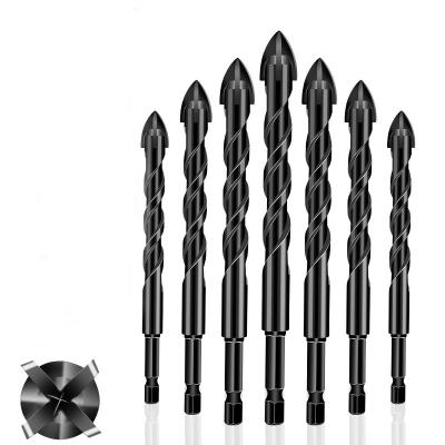 China Marble HYSTIC Cross Type Four Edge Fried Dough Twists Drill Bits with Carbide Antiskid Hexagonal Handle for sale