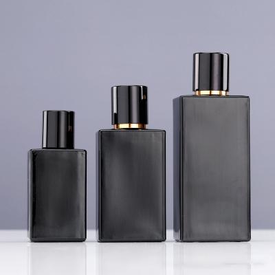 China High Qiality Square 30ml 50ml 100ml Custom Black Refillable Glass Perfume Bottle Wholesale for sale