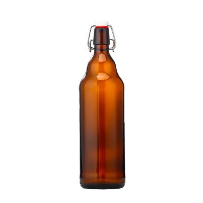 China Lurury 330ml 500ml 1L Amber Glass Bottle for wine empty with lid for sale