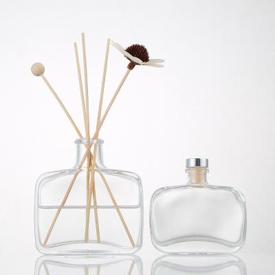 China High Qiality Wholesale Clear Flat Glass Bottle For Reed Diffuser With Cap 100ml 200ml 330ml for sale