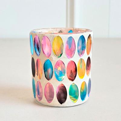 China Wholesale Colorful Empty Elegant Vintage Candle Jar With Mosaic Pattern for sale