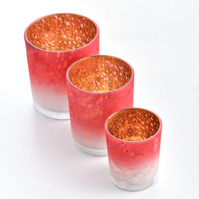 China Wholesale Modern Luxury Christmas Plating Volume Empty Color DIY Candle Holders Glass Jars Colored Candle Glass Vessels For Candle for sale