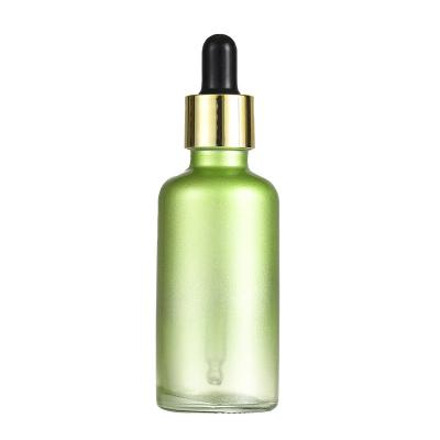 China Lurury 50ml Gradient Color Essential Oil Glass Dropper Bottle Child Safe Lid for sale