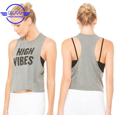 China Wholesale 95 Cotton 5 Spandex Ladies Simple Crop Tops Anti-pilling Yoga Tank Top for sale