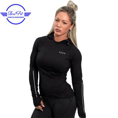 China OEM Yogawear Women Fitness Pullover Anti Shrink Hoodie With Thumb Hole for sale