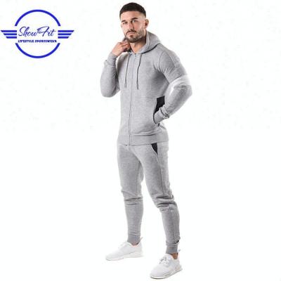 China Wholesale Anti-UV Fleece Plain Mens 100% Cotton OEM Sports Suit Tracksuit for sale