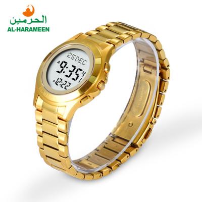 China Waterproof Alarm HA-6371 HA-6372 Qibla Compass Stainless Steel Lover Azan Watch for sale