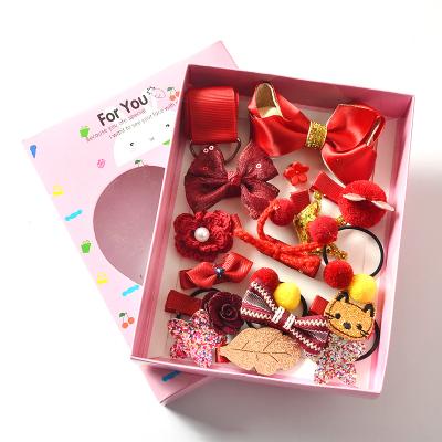 China Wholesale Decoration Baby 18pcs Hair Clips Accessories Set Gift Box For Girls for sale