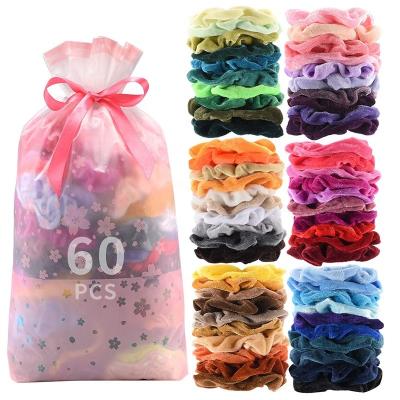 China Hot Selling Decoration Velvet 60 Color Hair Scrunchies Set for sale