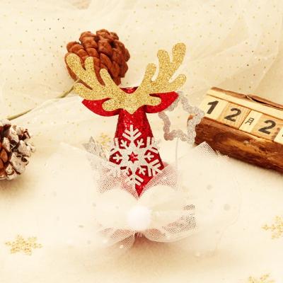 China 2022 New Hair Decoration Christmas Hair Clip Jewelry Snowflake Bow Cute Decorative Hair Clip for sale