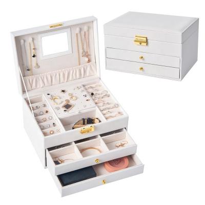 China Wholesale High Quality Leather 3 Layer Three Layer Jewelry Storage Box for sale