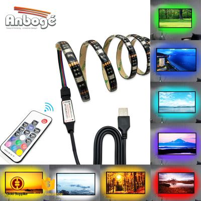 China For Mini RF RGB LED Backlight Kit Wireless Remote Control Strip IP65 1 Meter 5050 RGB LED Strips TV DC 5V USB + Controller 17 Keys for sale