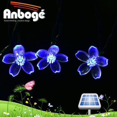 China Regular / Twinkle Solar 20 LED String Fairy Light With Blue Flowers for sale