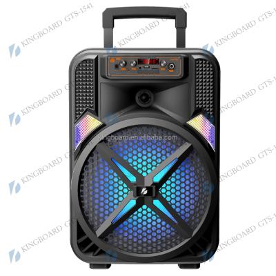 China No Knots Wireless Portable Outdoor Party Multifunctional BT DJ Trolley Speaker With TWS&FM&USB 12 Inch GTS-1541 Factory Price for sale