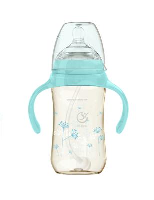 China BPA Free Touch Safe Baby Food Feeding Bottle 300ml PPSU Free Straw Set Kids Grade Baby Milk Feeding Bottle for sale