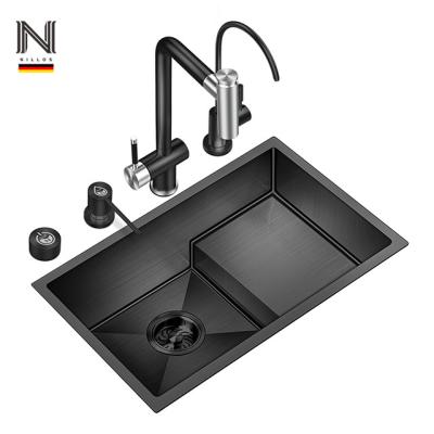 China With Faucet Nillos N6942N Moq Black Nano Low Finishing 304 Stainless Steel Kitchen Sink Stepped Base for sale