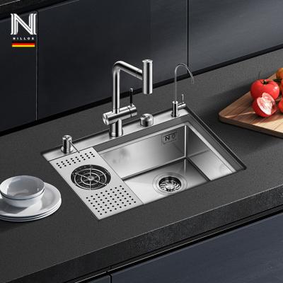 China With Faucet Nillos N5239X Factory Wholesale Cup Joint 304 Steel Silver Color Concealed Kitchen Sink Polished Stainless Steel for sale