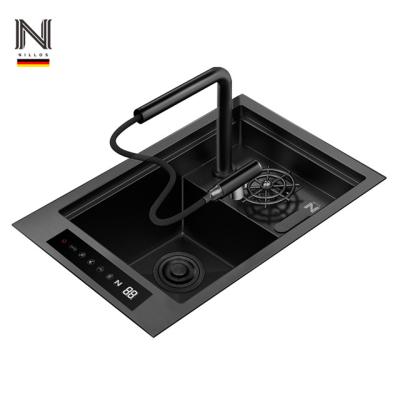 China Oil Free Nillos N4535XN Black Outdoor Sink Faucet Concealed Steel Bar Counter Kitchen Sink With Cup Seal And Flip Cover for sale