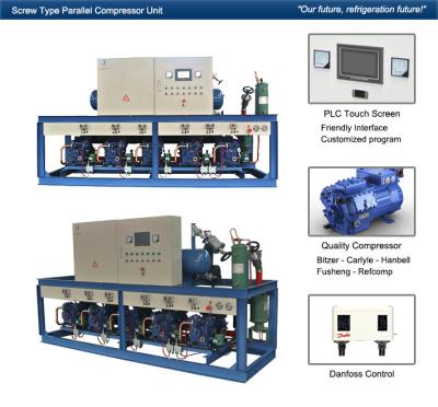 China Veevlees die Rekken van de de Eenheden Parallelle Compressor van Bitzer de Condenserende koelen Te koop