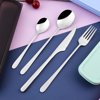 China 2020 New Viable Tableware 430 Stainless Steel Hotel Korean Steak Knife and Forking Nordic Style Portable Tableware Set for sale