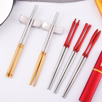 China Creative viable 304 stainless steel aluminum alloy chopsticks handle rotating chopsticks detachable heat insulation anti-scald for sale