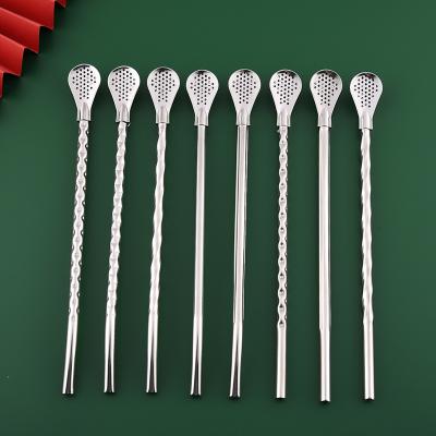 China 18/8 High Quality Durable Stainless Steel Straw Spoon For Drinks Bar Coffee Filter Spoon Tea Straws for sale