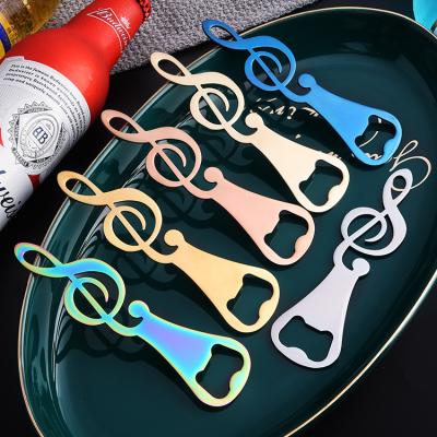 China Customized Viable Customized Steel Bar Music Promotional Gift Colorful Beer Bottle Opener Stainless Steel Beverage Opener for sale