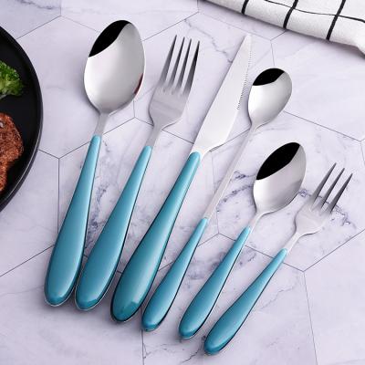 China Viable stainless steel ABS handle knife fork and spoon restaurant hotel coffee spoon portable dessert spoon gift set for sale