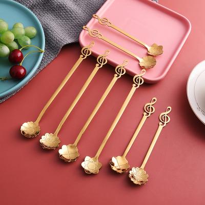 China Multi-color rose gold-plated creative petals viable red rose gold-plated factory spoon net ice cream spoon coffee note stainless steel direct sales for sale