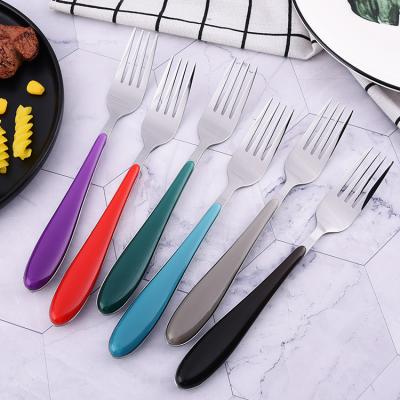 China Viable Factory Wholesale Colorful Plastic Flatware Sets Stainless Steel Handle Cutlery Spoon Knife and Fork for sale