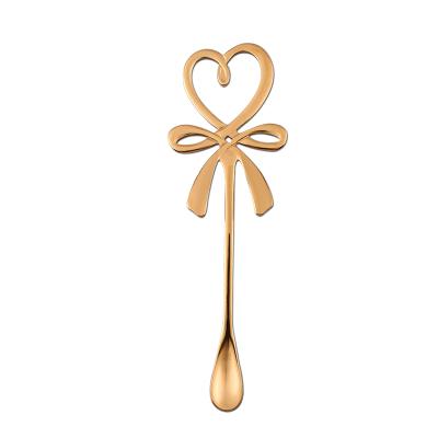 China 18/8 stainless steel butterfly shape coffee stir spoon honey spoon viable wholesale cheap mixed dessert spoon for sale