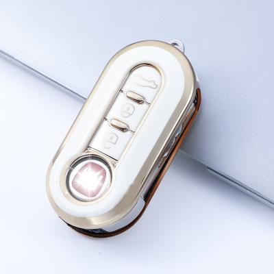 China Protect Car Key Factory Wholesale TPU Direct Gold Line Solft Car Key Cover For Fiat 500 Grand Punto Stilo 500x Panda Ducato for sale