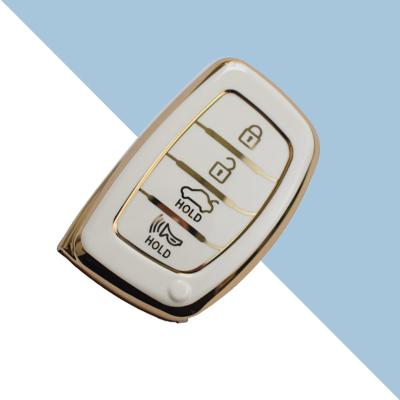 China Protect Car Key Factory Wholesale Direct Gold Line Solft Car Key Cover For Hyundai Ix35 Ix45 I10 I30 I40 Tucson Santa Fe Rena Sonata for sale