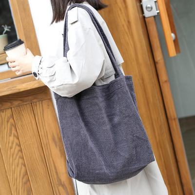 China NO Logo Cotton Corduroy Big Capacity Shoulder LINER Custom Customer Bags Totes for sale